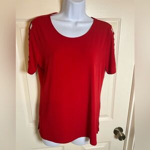 🔥 Michael Kors Red Cold Shoulder Blouse | Size Medium | Chic Statement Top❤️
